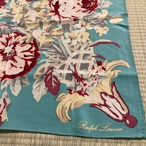Ralph Lauren Floral Scarf in Teal and Red